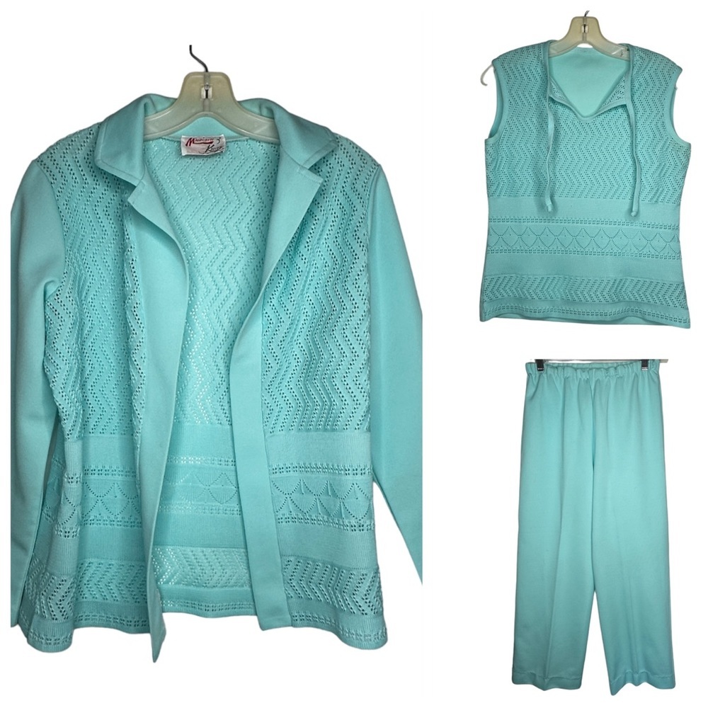 Vintage Manicotti Knits Polyester 3 Piece Suit Set